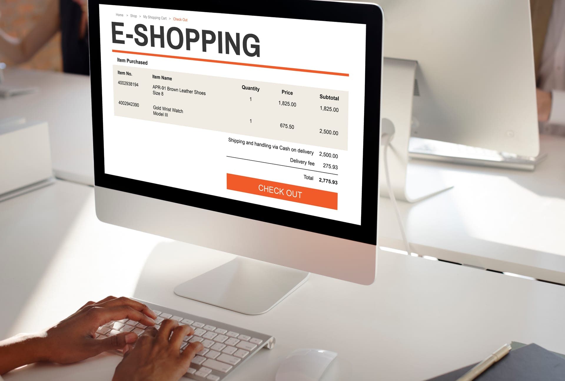 Example of a checkout screen in a webshop